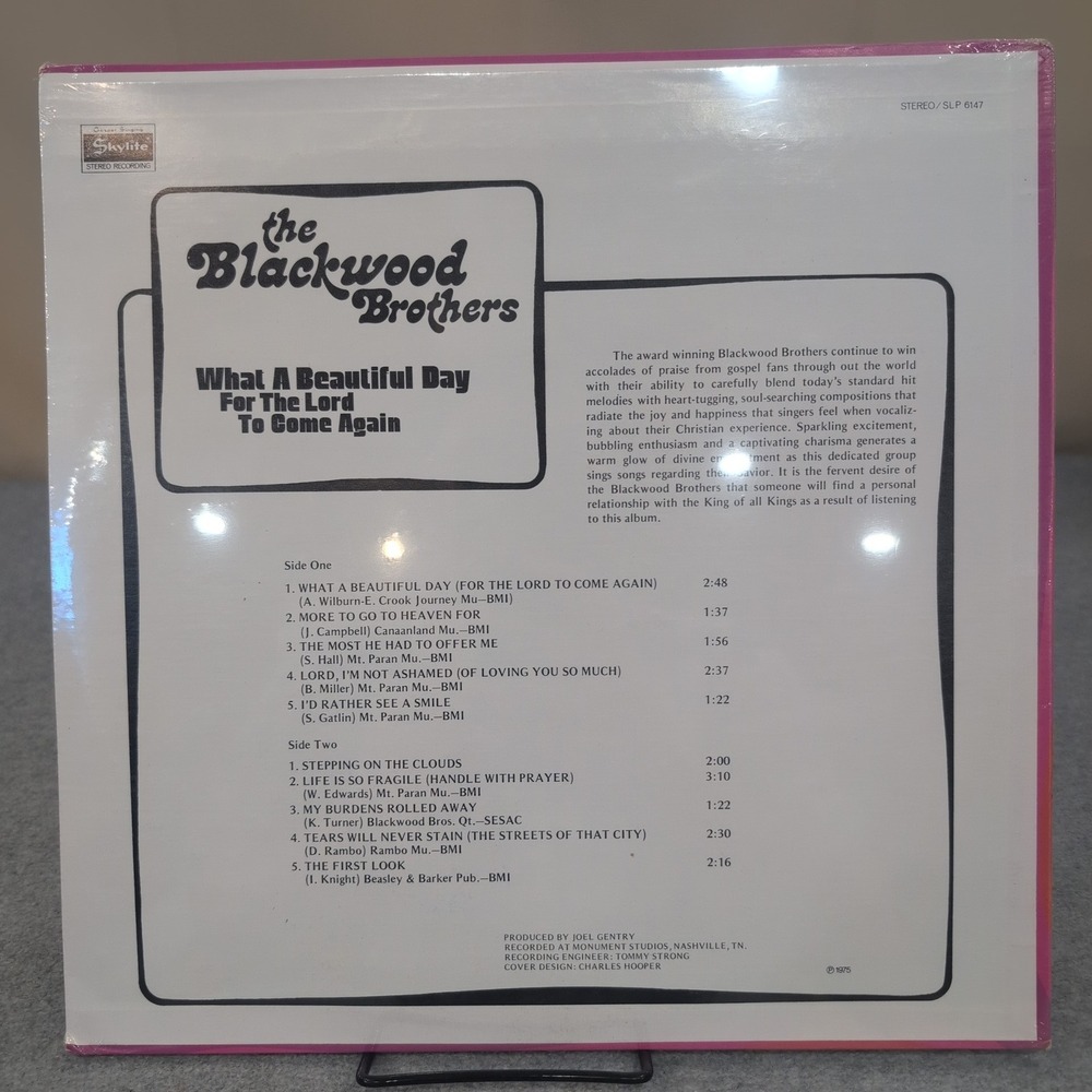 The Blackwood Brothers What A Beautiful Day For The Lord To Come Again Vinyl LP - Picture 2 of 2
